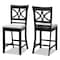 Baxton Studio Chandler Grey Upholstered and Espresso Wood 2-Piece Pub Chair Set 166-10761 - alternate 1